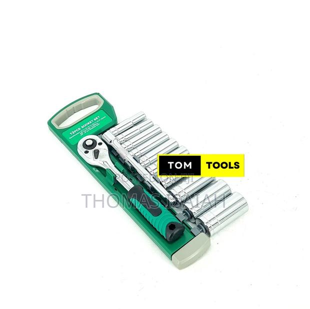 12pcs 3⁄8 Inch Ratchet Deep Socket Box Spanner Set - thumbnail 2