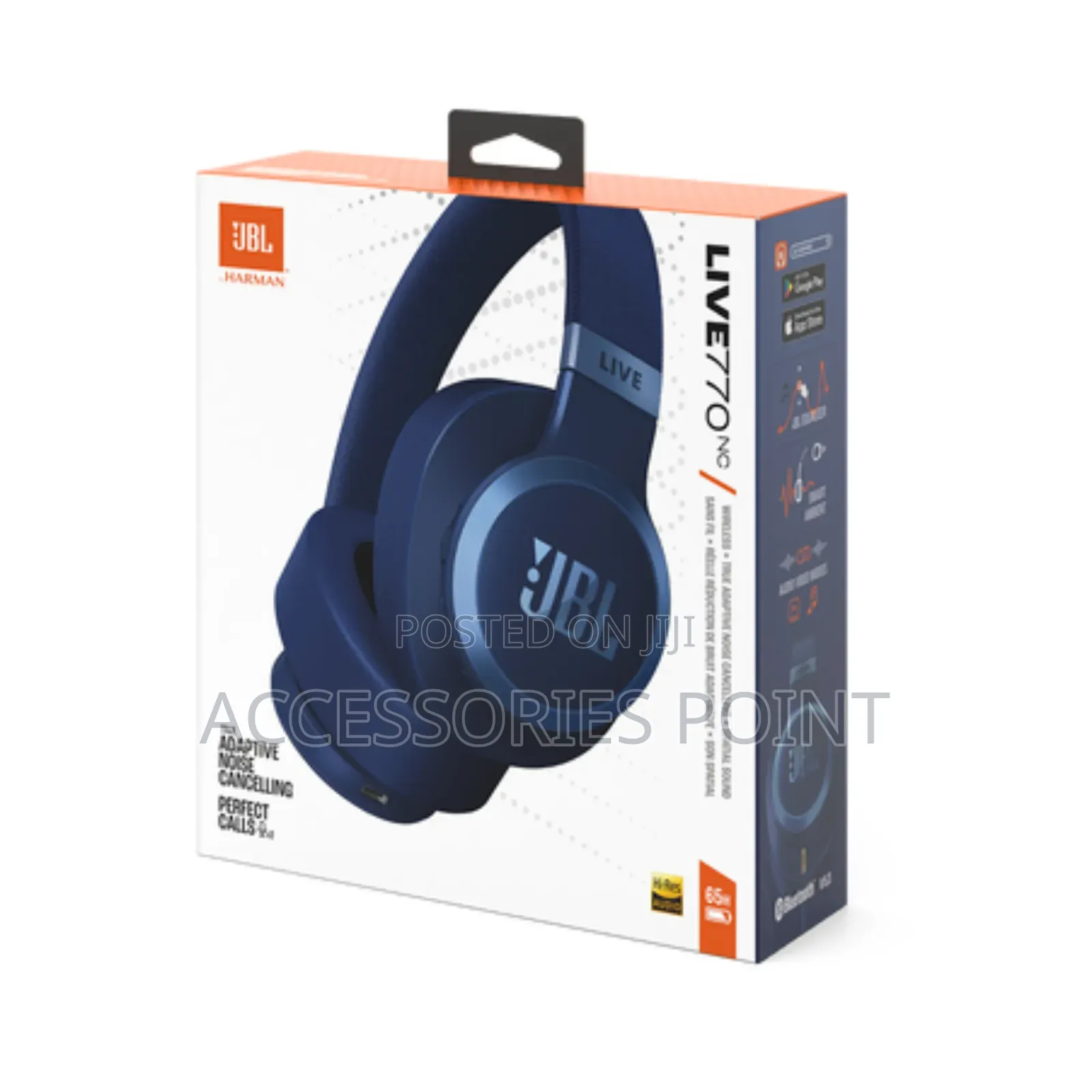 JBL Live 770nc Original Headphones, Anc, 65hrs Play, Blue/Black