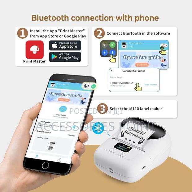 Phomemo M110 Barcode/Sticker/Label Printer-bluetooth~Inkless - thumbnail 3