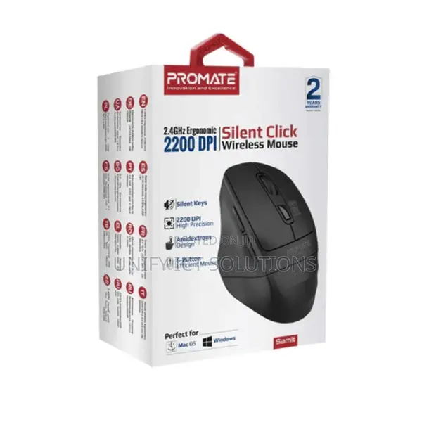 Promate 2200 DPI Silent Click Ergonomic Wireless Mouse
