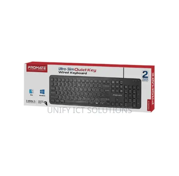 Promate Wired Ultra-Slim Ergonomic Keyboard