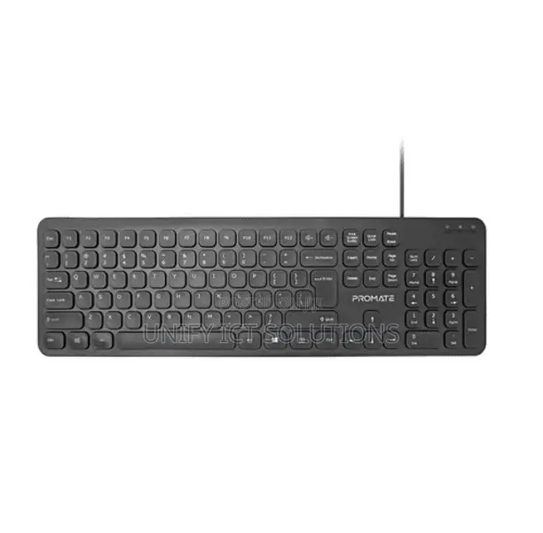 Promate Wired Ultra-Slim Ergonomic Keyboard