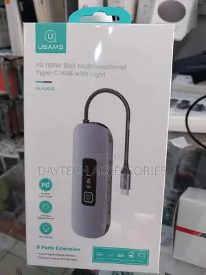 Usams Pd 100w 8in1 Multifunctional Type-C Hub With Light