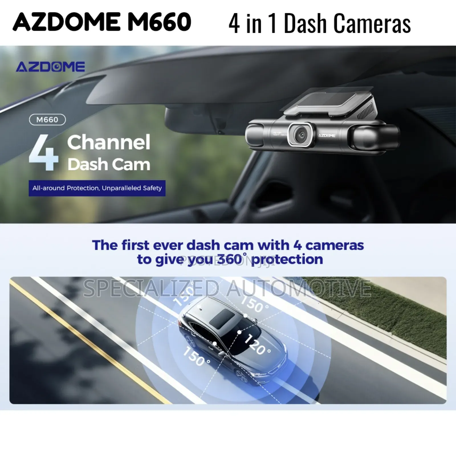 4 Video Channels Azdome M660 Vehicle Dash Camera