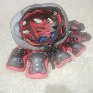 Red Children Cycling/ Skating Safety Kit - Helmet and Pads