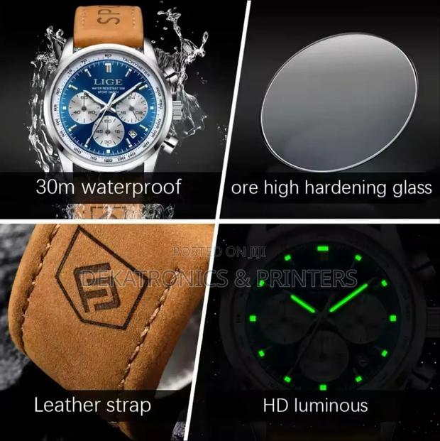 Lige Chronograph Leather Watch - thumbnail 3