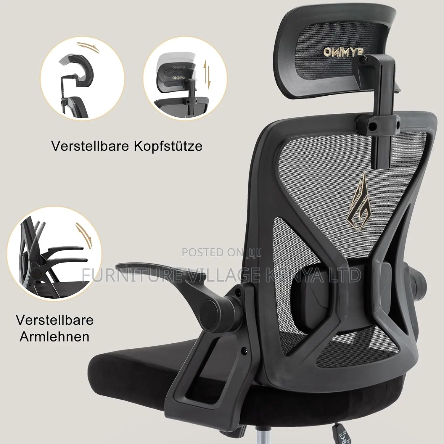 Executive Seats; High-Back Orthopedic Office Seat in Black