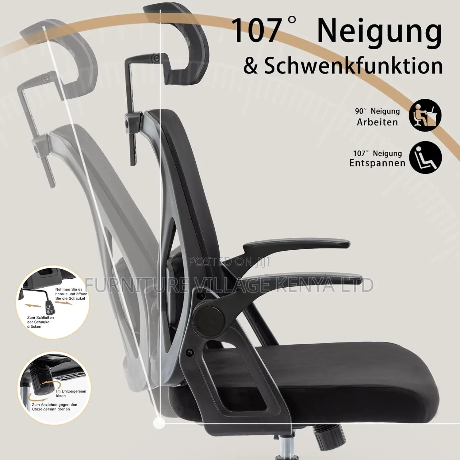 Executive Seats; High-Back Orthopedic Office Seat in Black