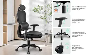 Office Seats; Executive High-Back Orthopedic Chair in Black