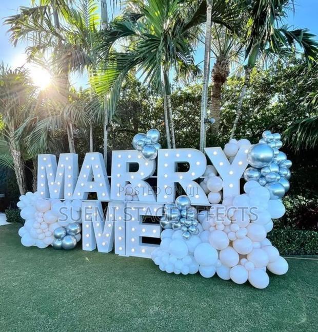 "Marry Me" Big Marquee Letters for Proposal