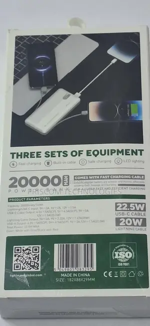 20000MAH Lightwave Power Bank 22.5W With 1 Year Warranty