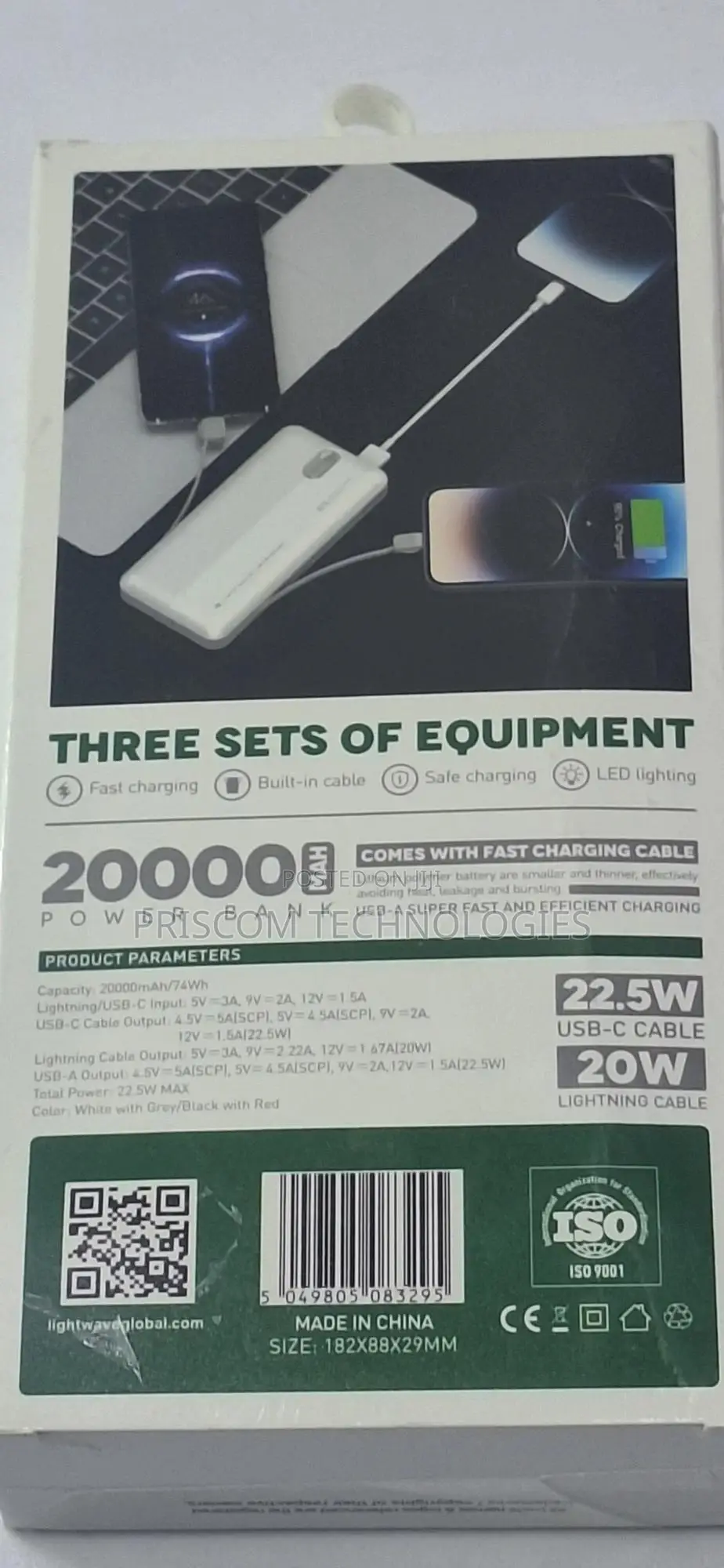 20000MAH Lightwave Power Bank 22.5W With 1 Year Warranty