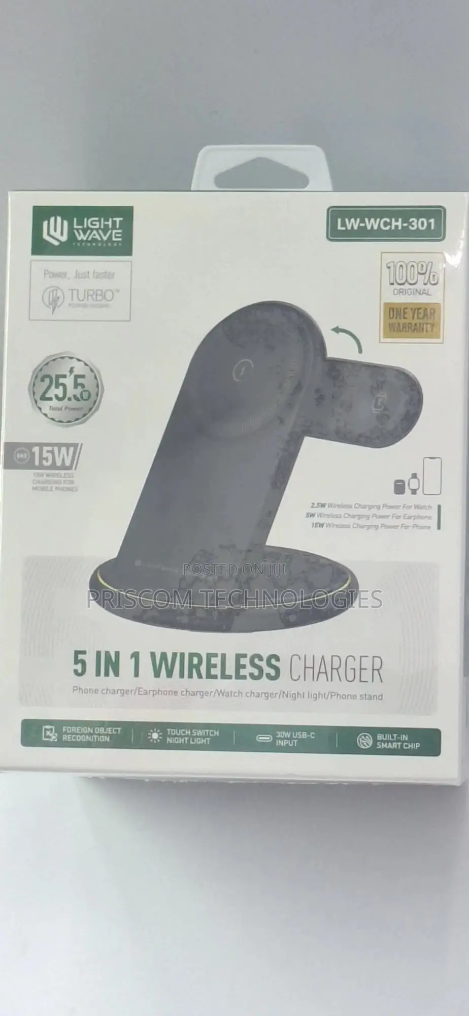 Lightwave 5 in 1 Wireless Charger for Phones, Earphones, Wat