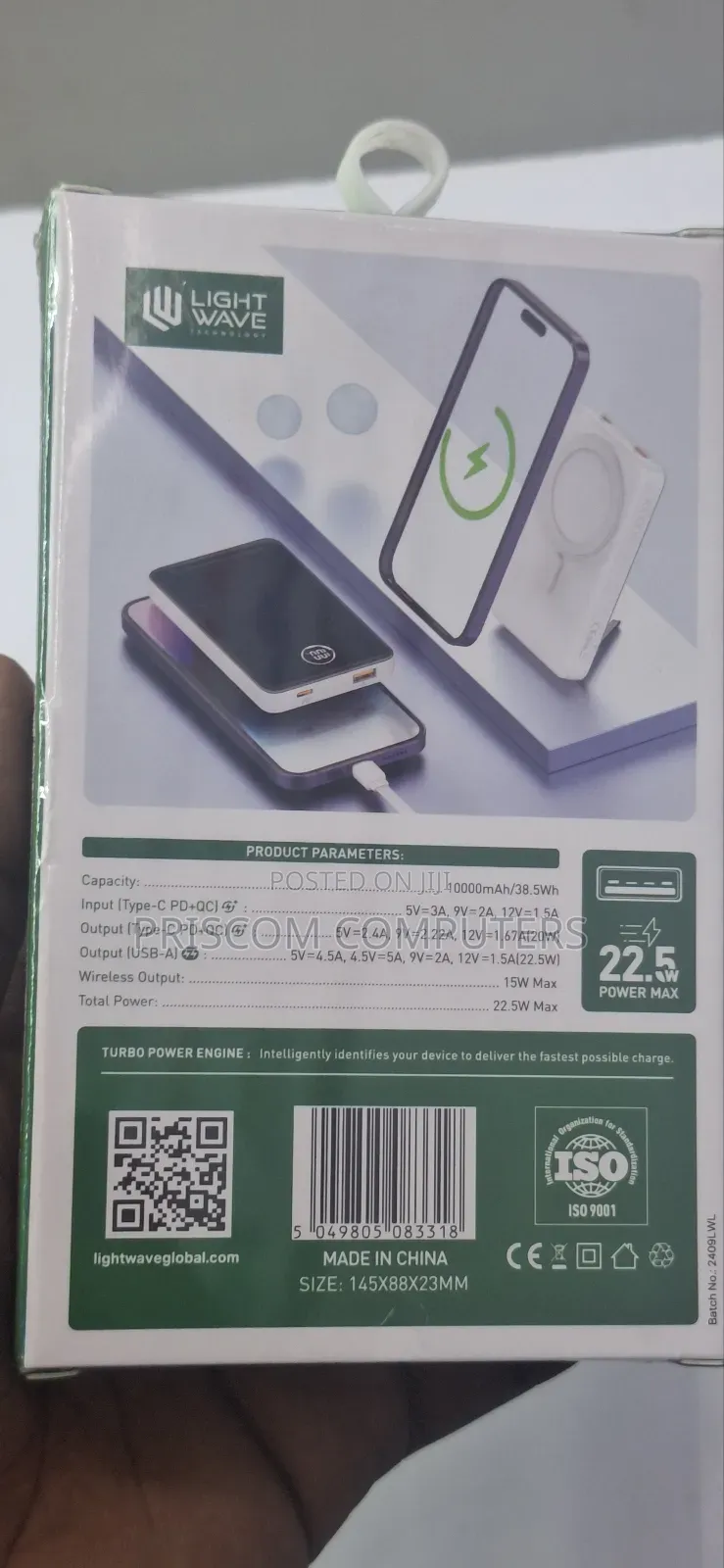 10000MAH 22.5W Lightwave Wireless Power Bank 1 Year Warranty
