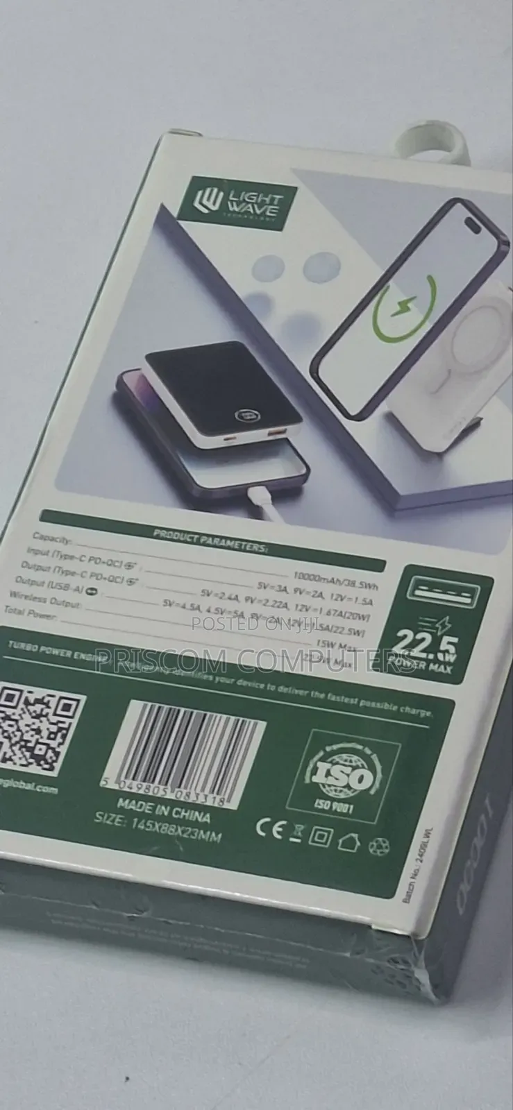 10000MAH 22.5W Lightwave Wireless Power Bank 1 Year Warranty