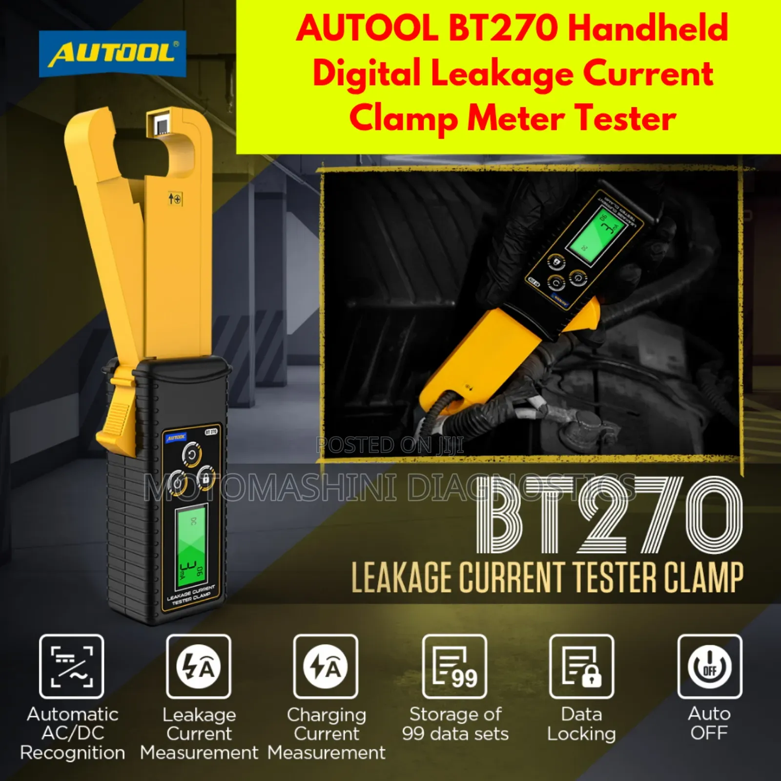 Vehicle Digital Leakage Clamp Current DC AC Voltage Meter