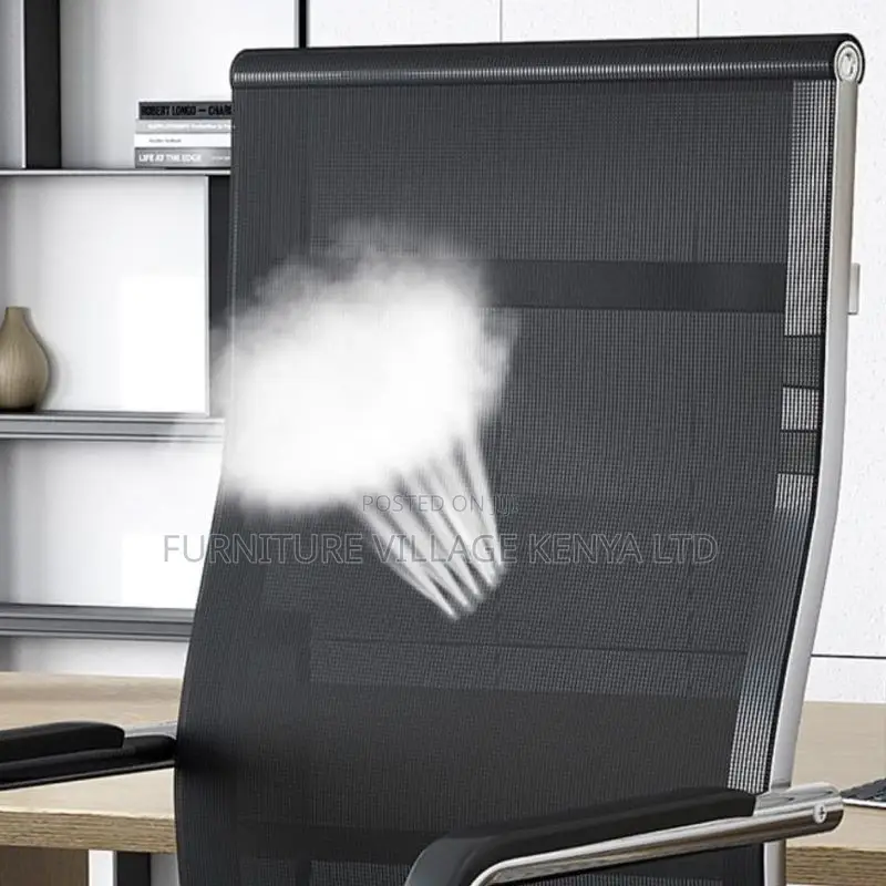 Simplistic Mesh Task Chair in Ink With Fixed Arms