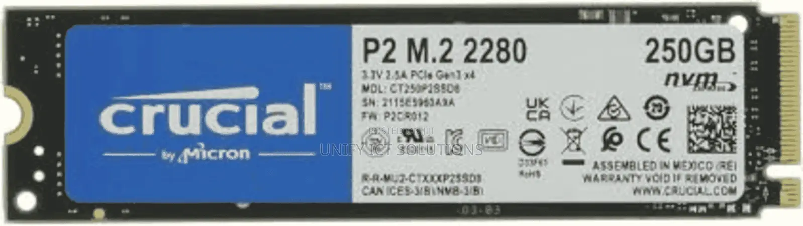 Crucial P2 3D Nand Nvme M.2 2280 SSD 250gb