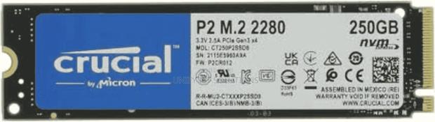 Crucial P2 3D Nand Nvme M.2 2280 SSD 250gb