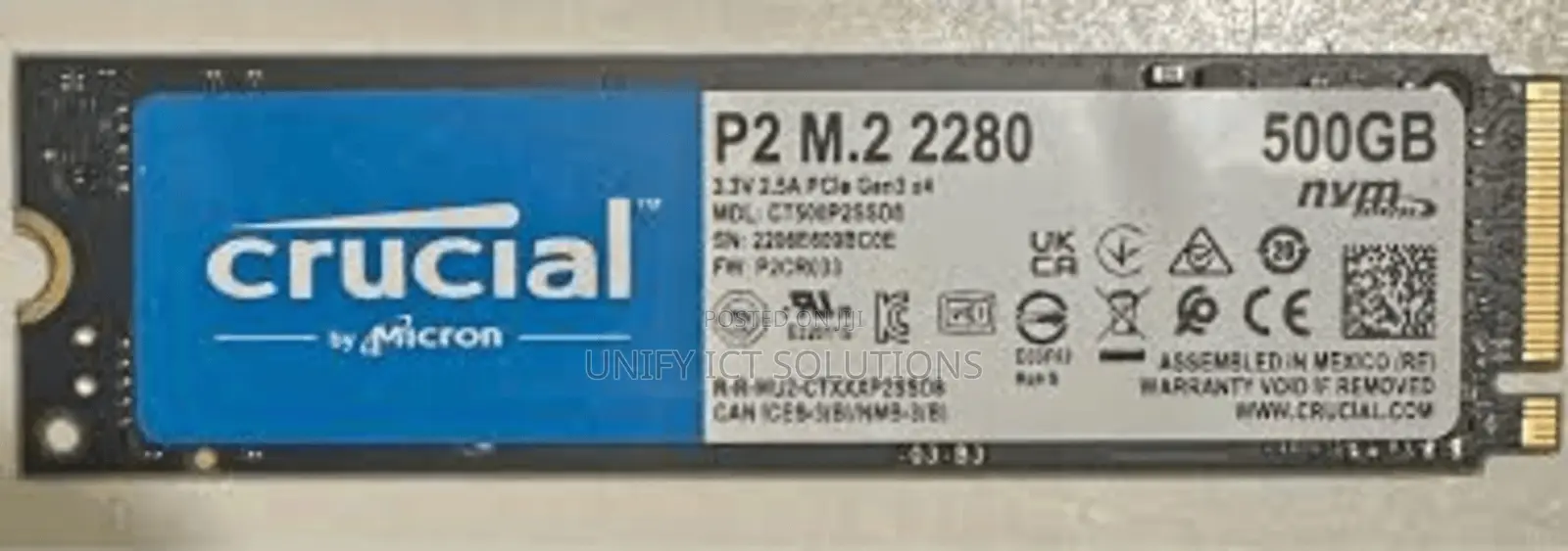 Crucial P2 500gb 3D Nand Nvme Pcie M.2 2280 SSD