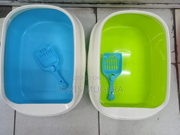 Semi Enclosed Cat Kitty Litter Pan Cat Litter Box - Small - thumbnail 3