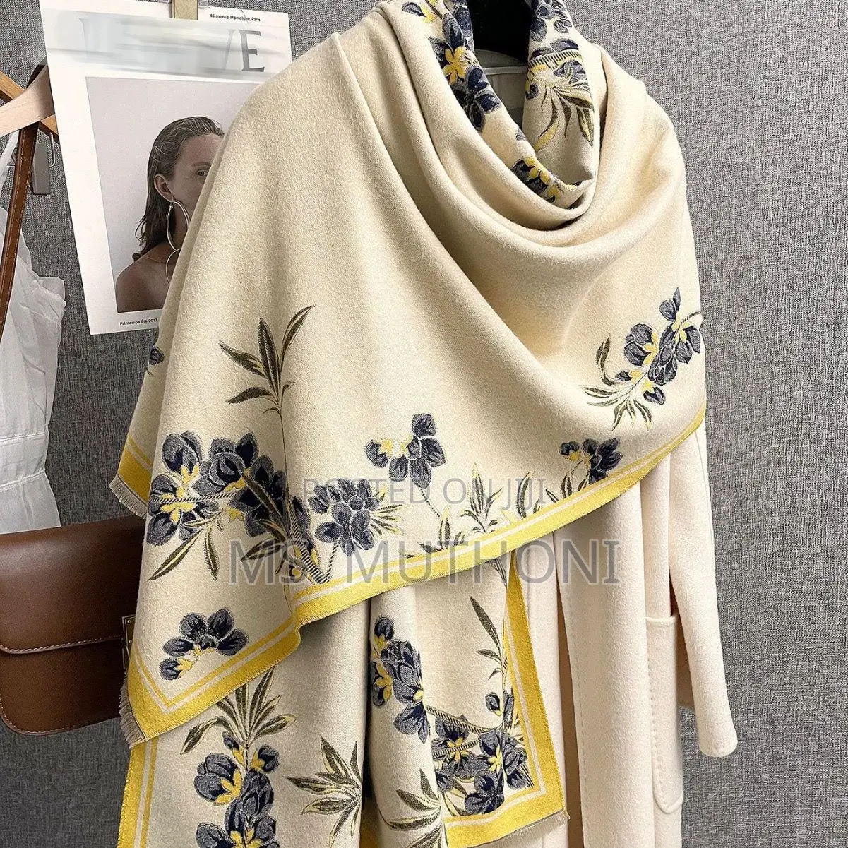 Luxury Floral Print Women Winter Scarf