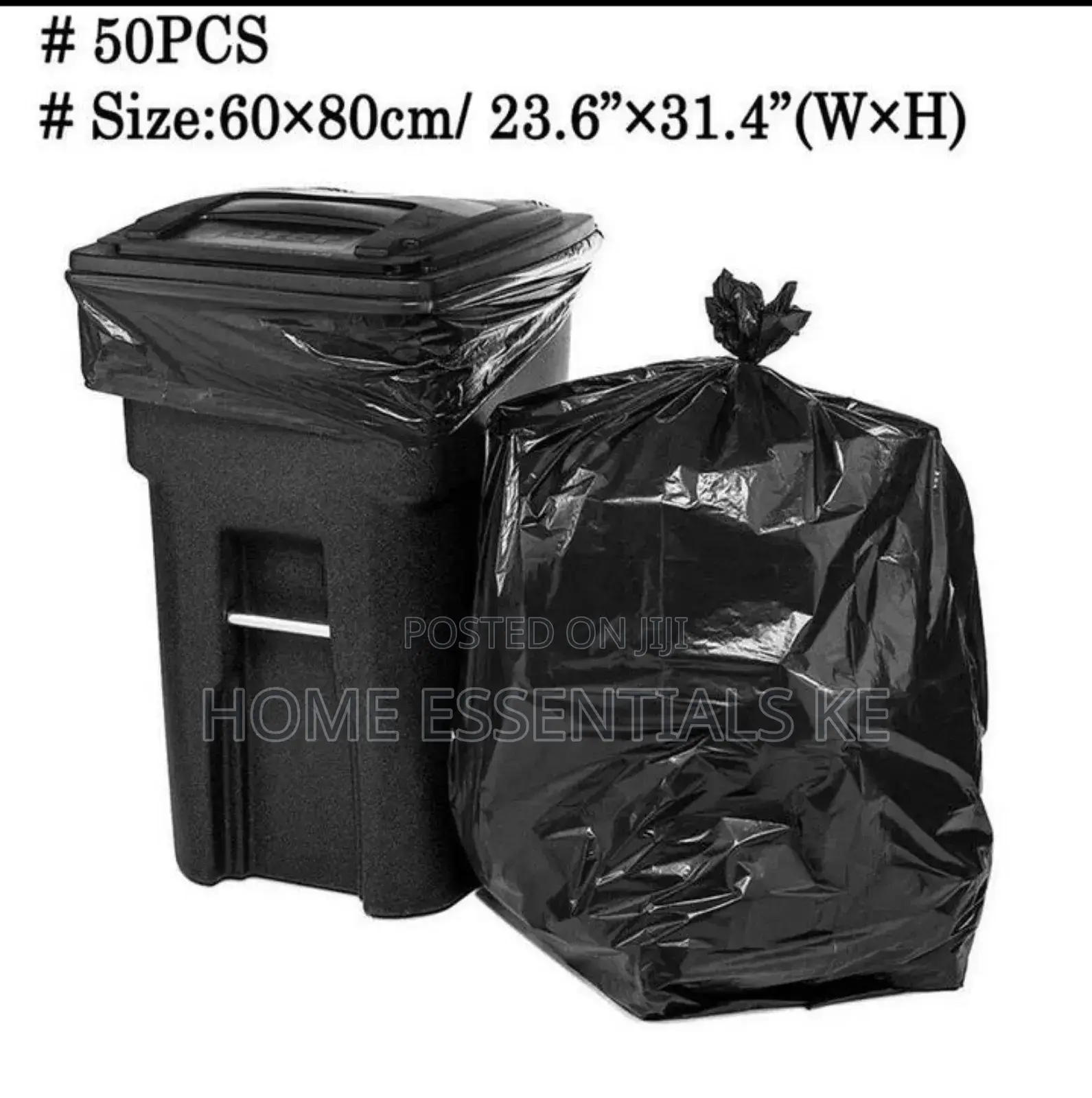 50pcs/Set Black Large Garbage Bags
