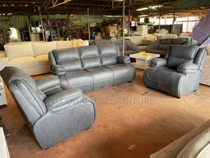 Gray 5 Seater Semi Recliner 3 Pieces Couch
