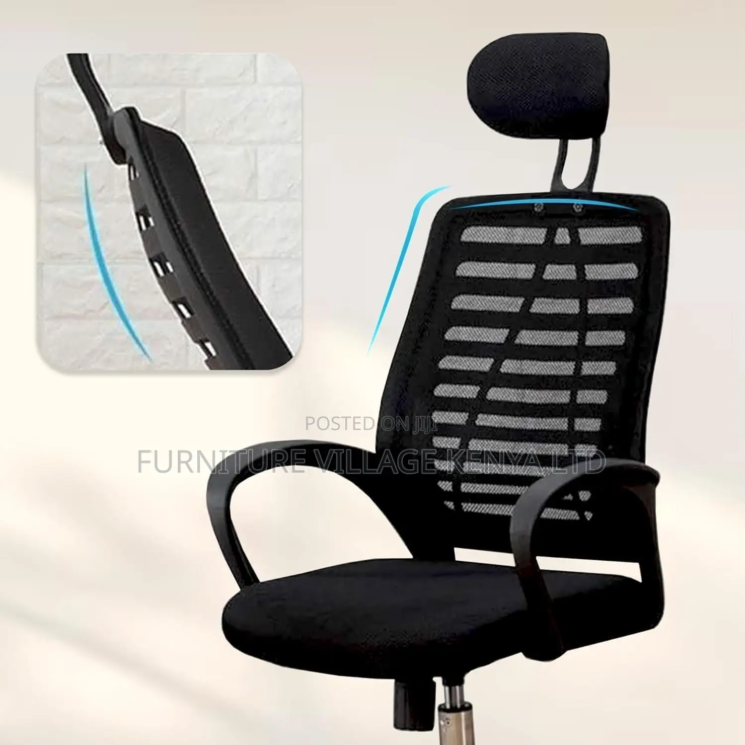 Headrest Chair; High-Back Ergonomic Executive Seat