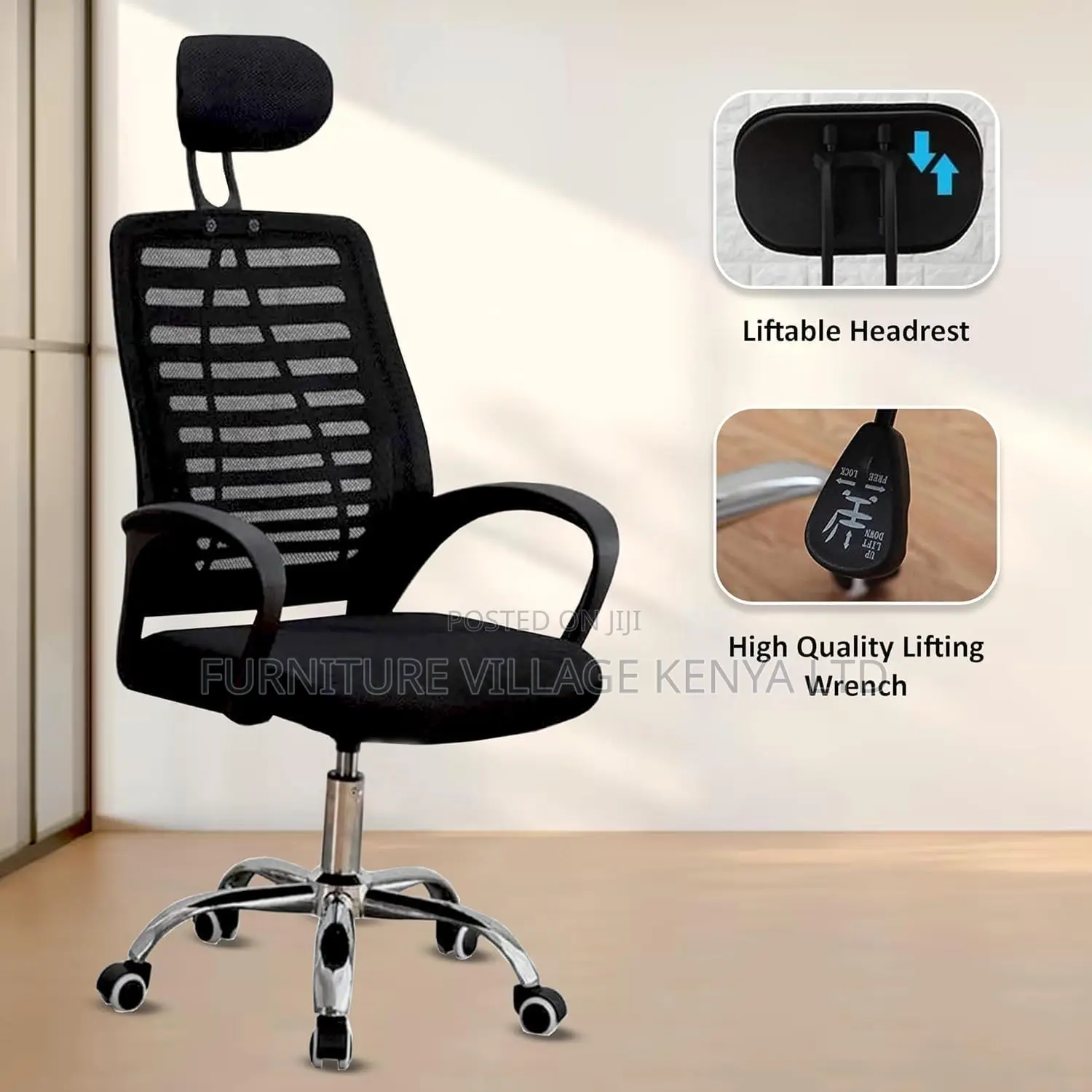 Headrest Chair; High-Back Ergonomic Executive Seat