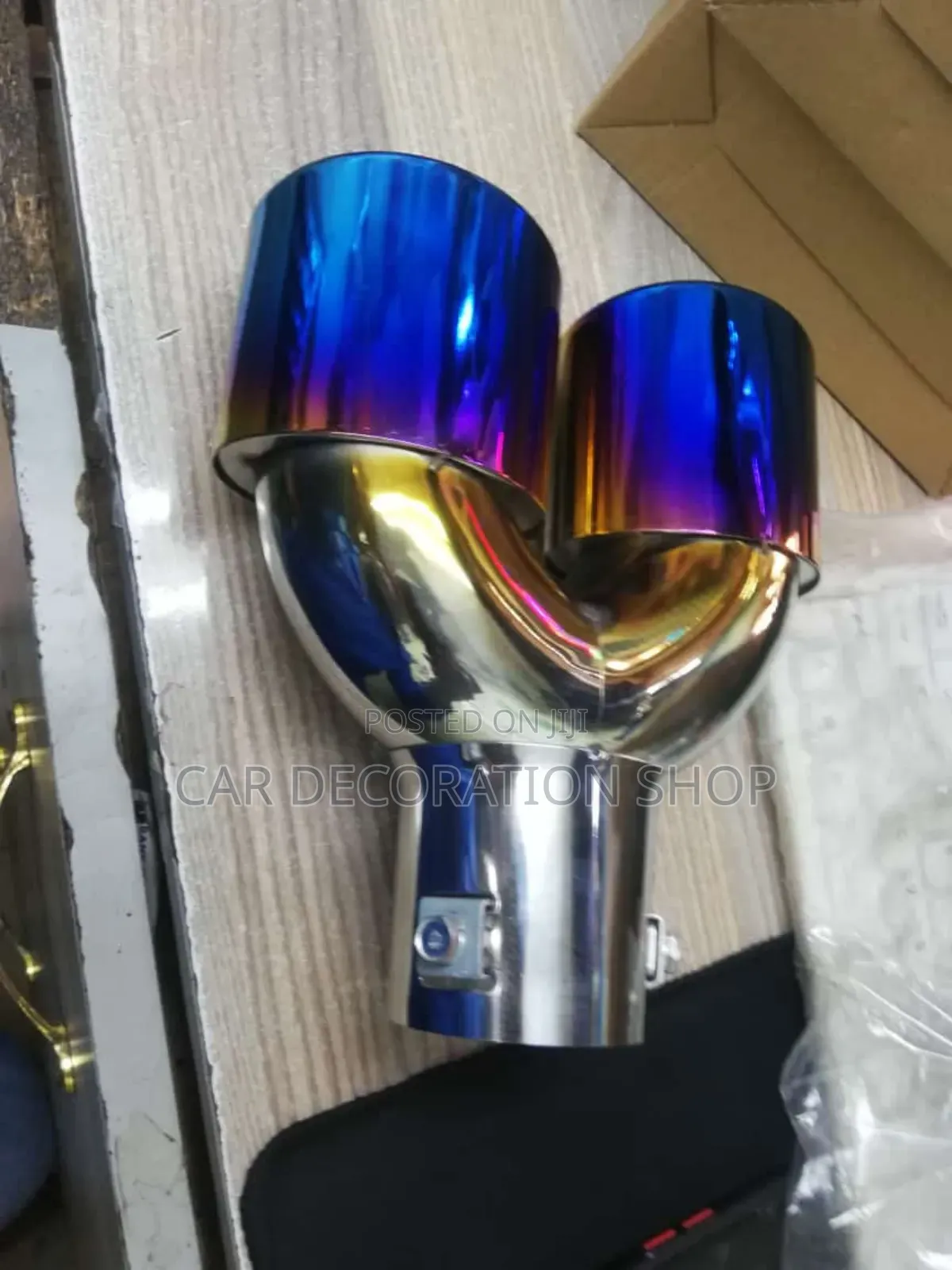 Standard Size Double Exhaust Tip With Burnt Blue End Tip