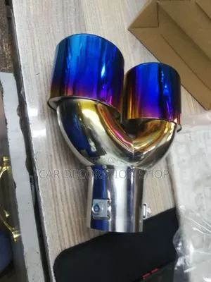 Standard Size Double Exhaust Tip With Burnt Blue End Tip