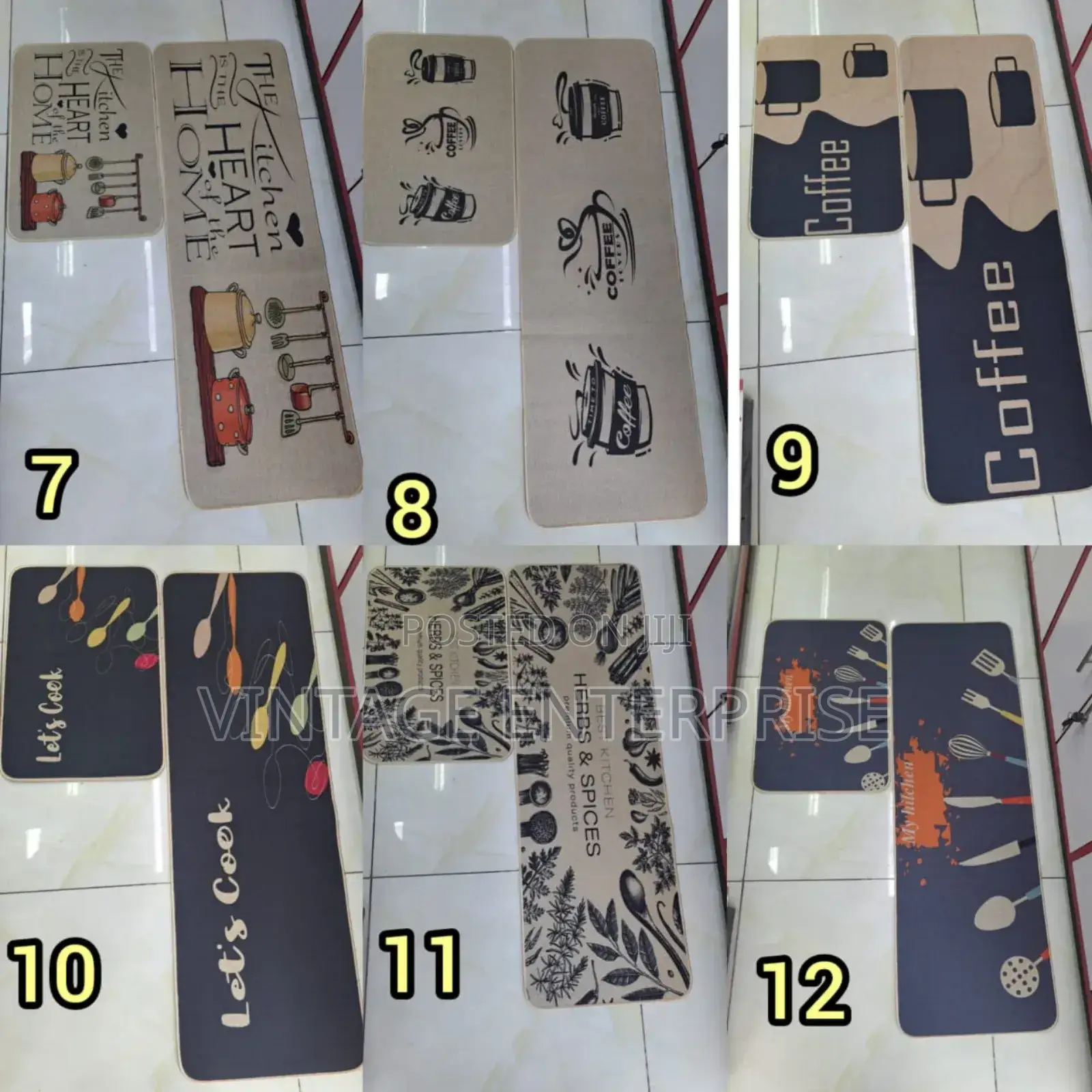 Kitchen Mats 2pc Rubber Bottom