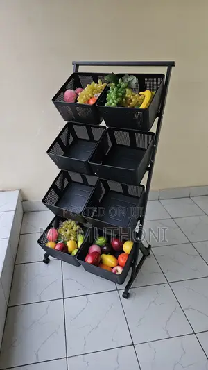 Black 360° Rotating Metallic Vegetable/Fruits Cart
