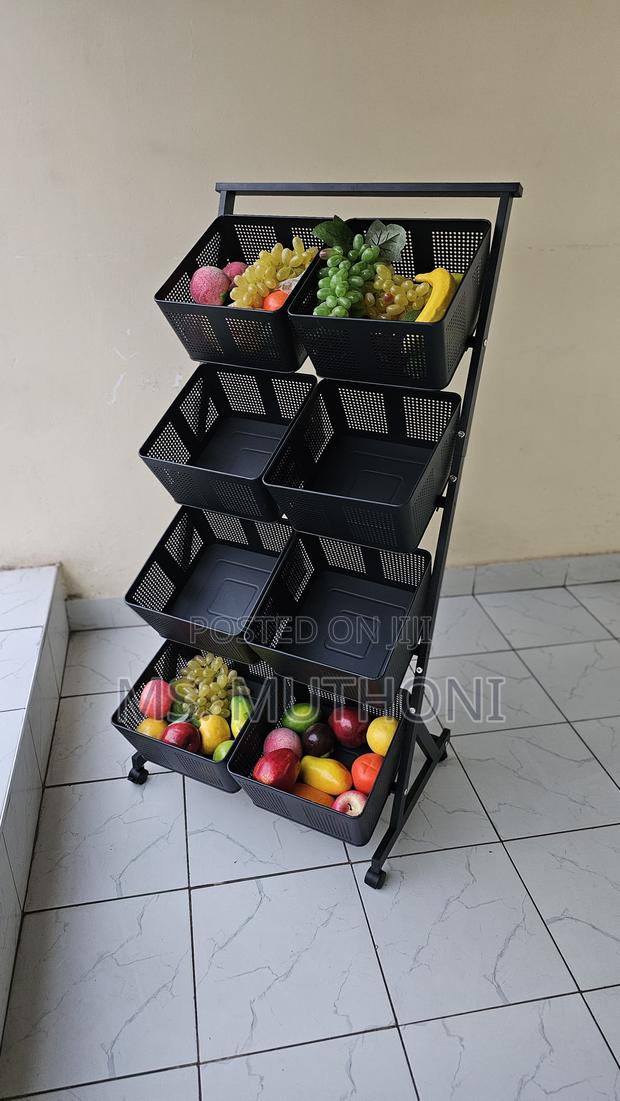 Black 360° Rotating Metallic Vegetable/Fruits Cart