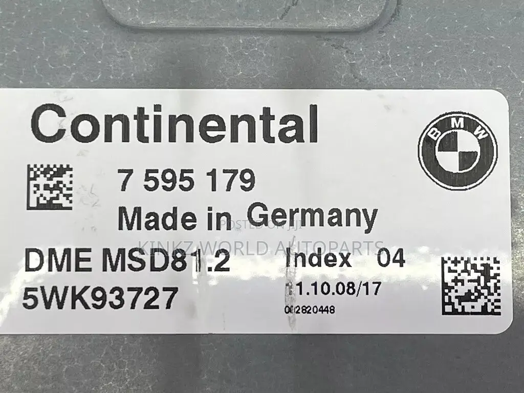 BMW E87 E90 E91 N43 Engine Ecu 7595179 5wk93727 Dme Msd81.2