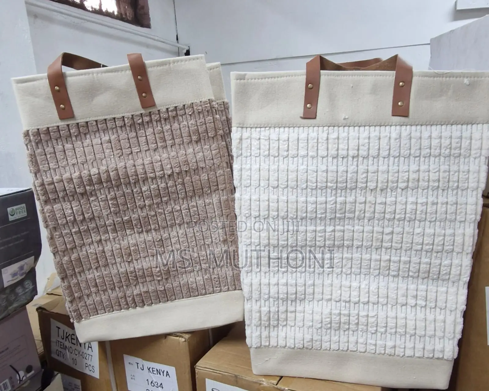 Large Cotton Flax Hamper Foldable Storage Bag.