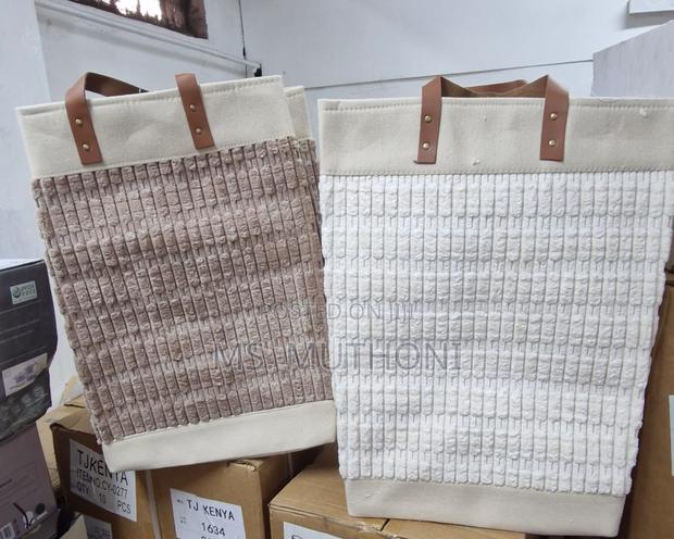 Large Cotton Flax Hamper Foldable Storage Bag. - main view