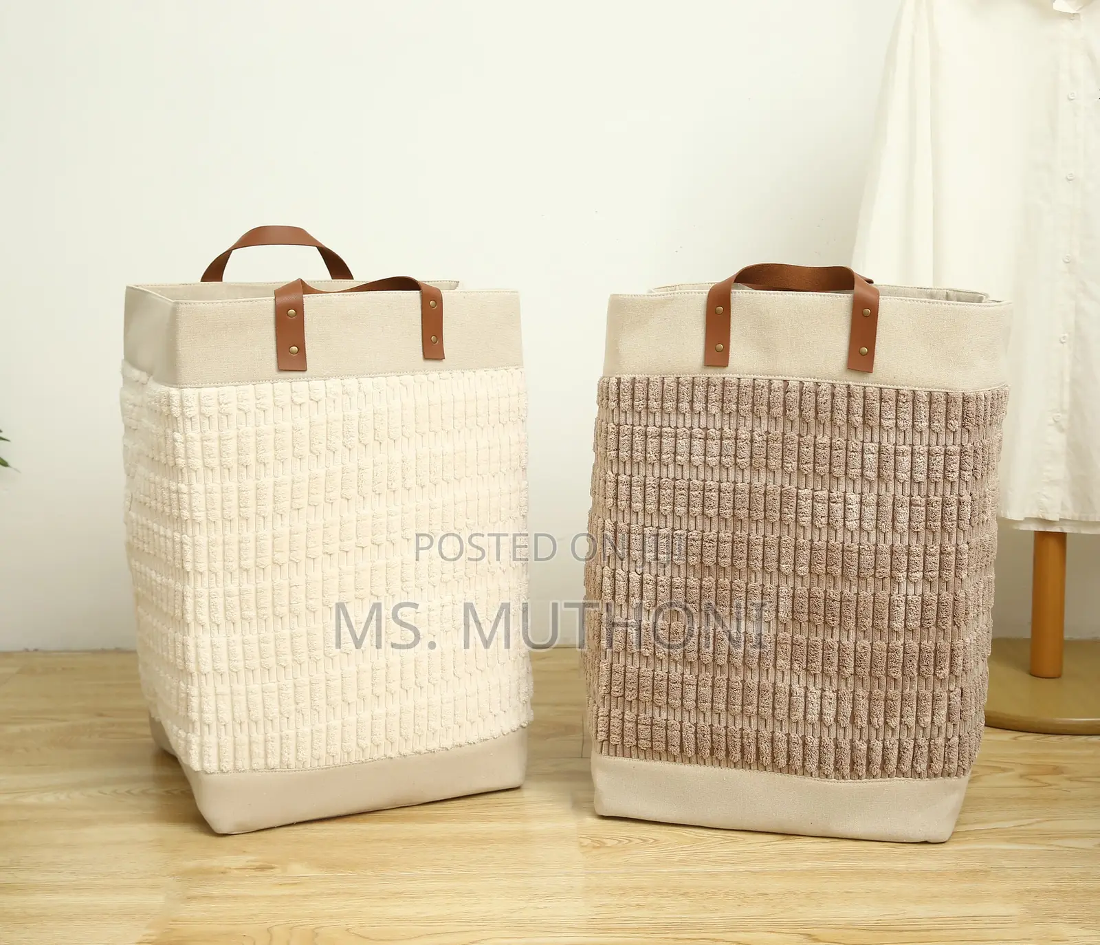 Large Cotton Flax Hamper Foldable Storage Bag.