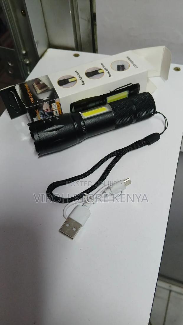 Telescopic Zoom Cob Flashlight — Rechargeable