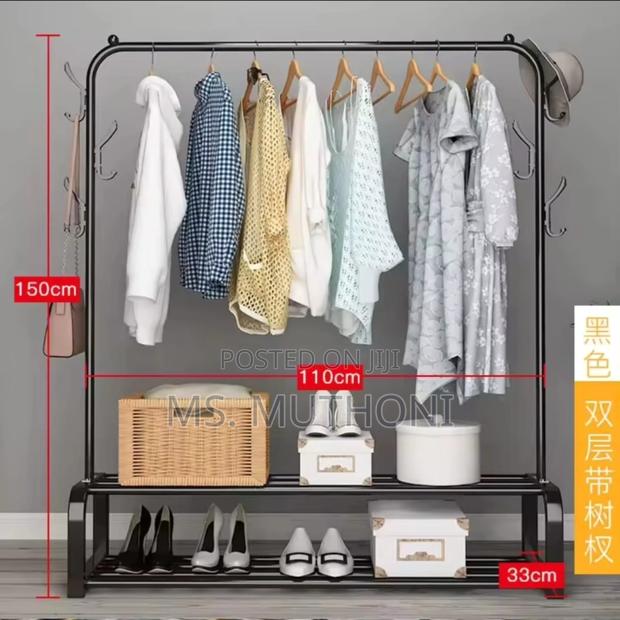 Black Sturdy Cloth Rack With Lower - thumbnail 2