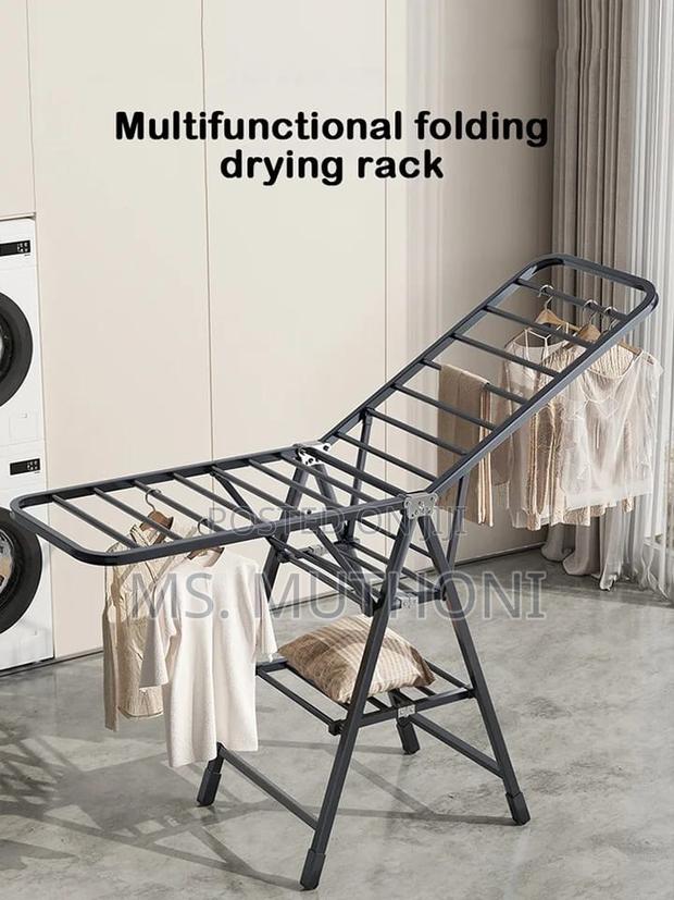 Black Sturdy Folding Clothes Drying Rack - main view