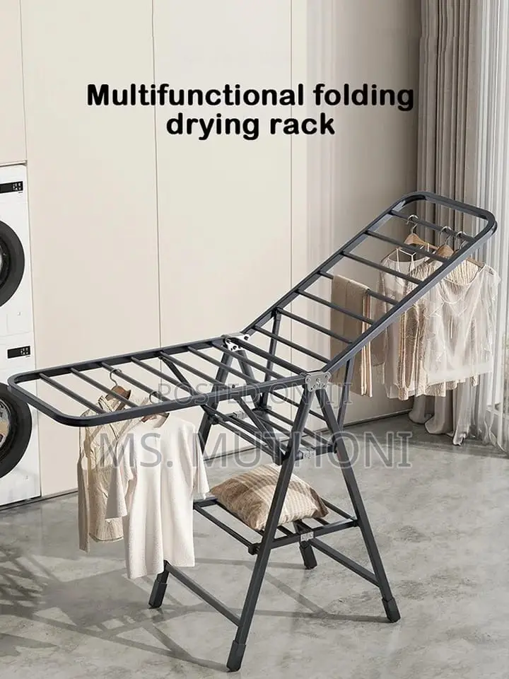 Black Sturdy Folding Clothes Drying Rack