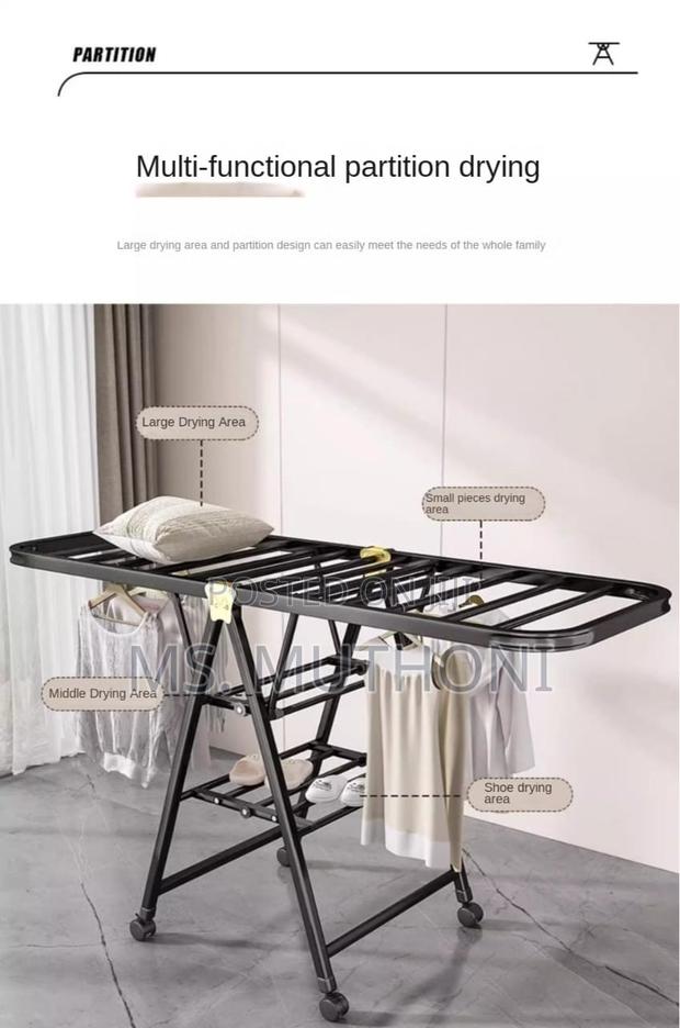 Black Sturdy Folding Clothes Drying Rack - thumbnail 5