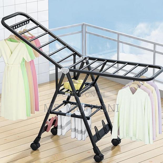 Black Sturdy Folding Clothes Drying Rack - thumbnail 6