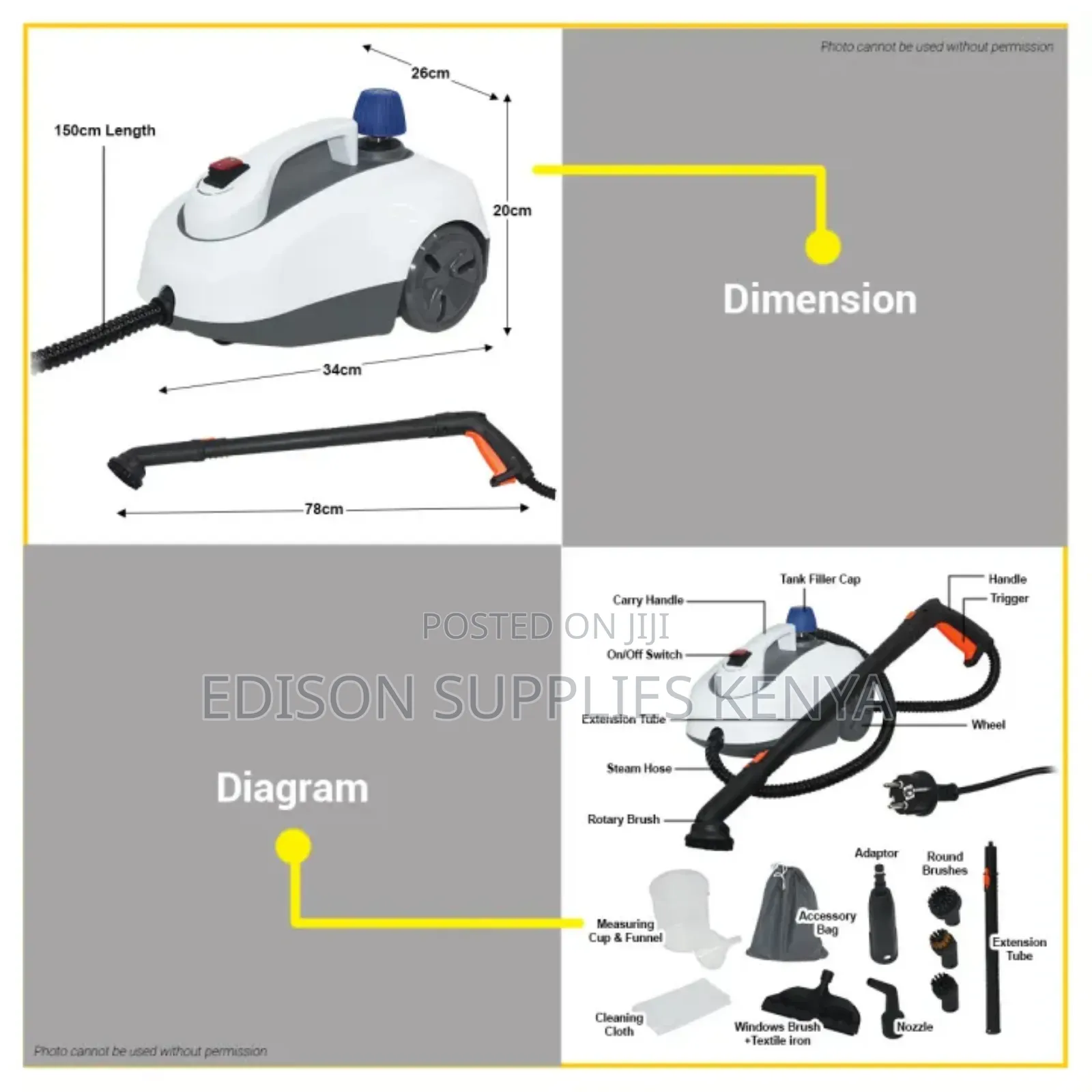 Steam Cleaner 1800 Watts Steam Wash Machine