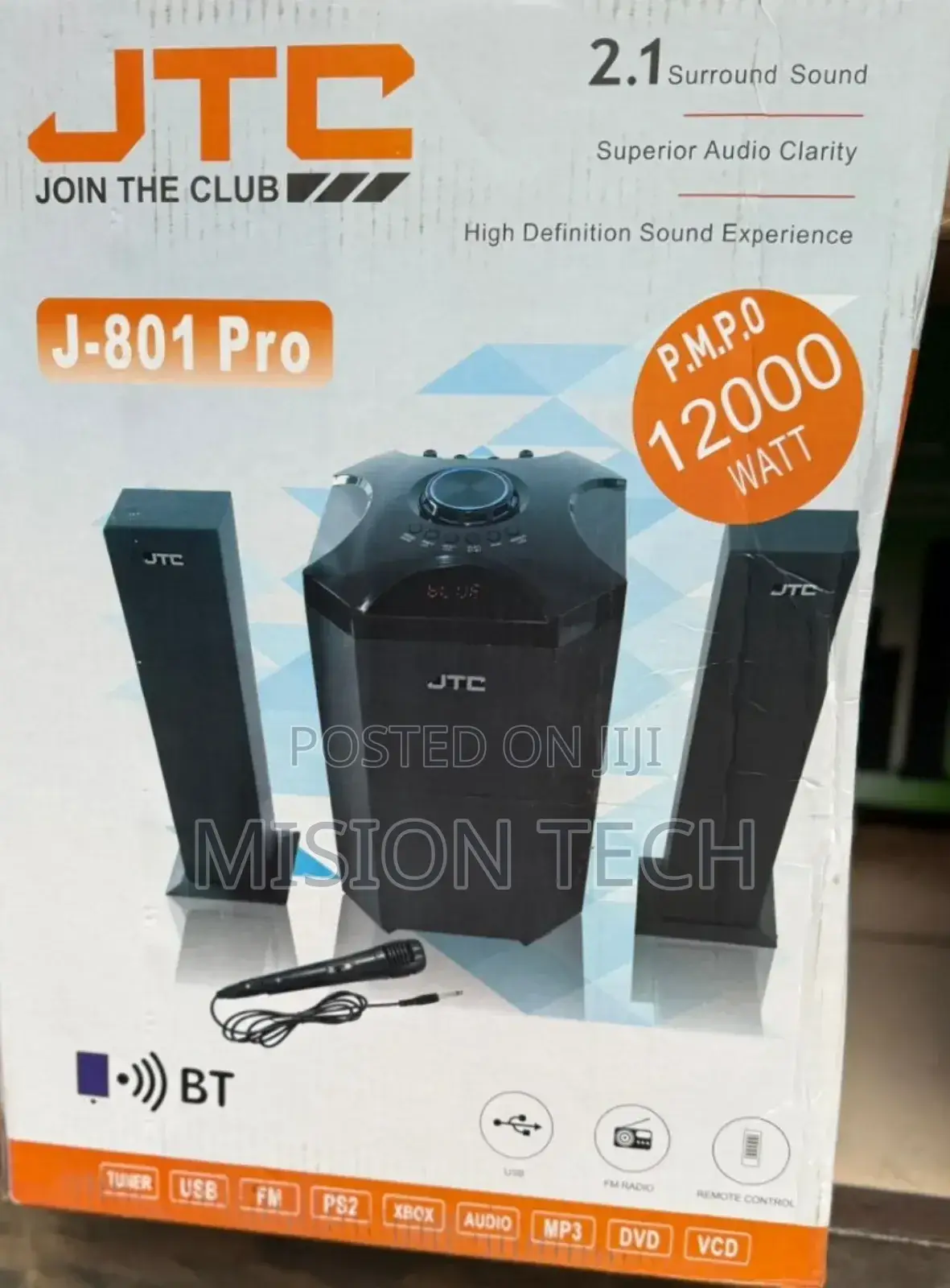 JTC 2.1 Sub Woofer Hi-Fi Sound System-Bt/Fm-12000w 