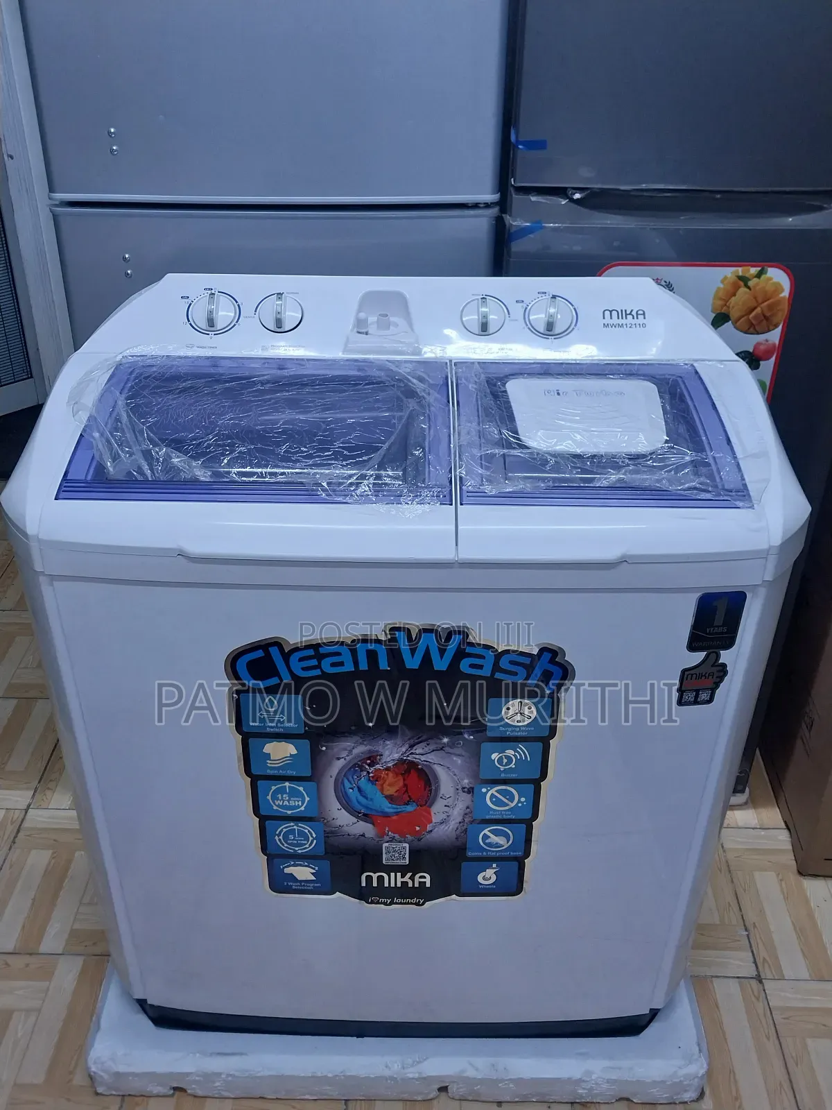 Washing Machine Mika 10kg Wash and Spin Semi Automatic
