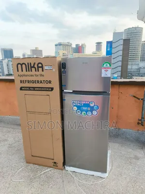 Mika 211L Double Door Fridge. Silver Color