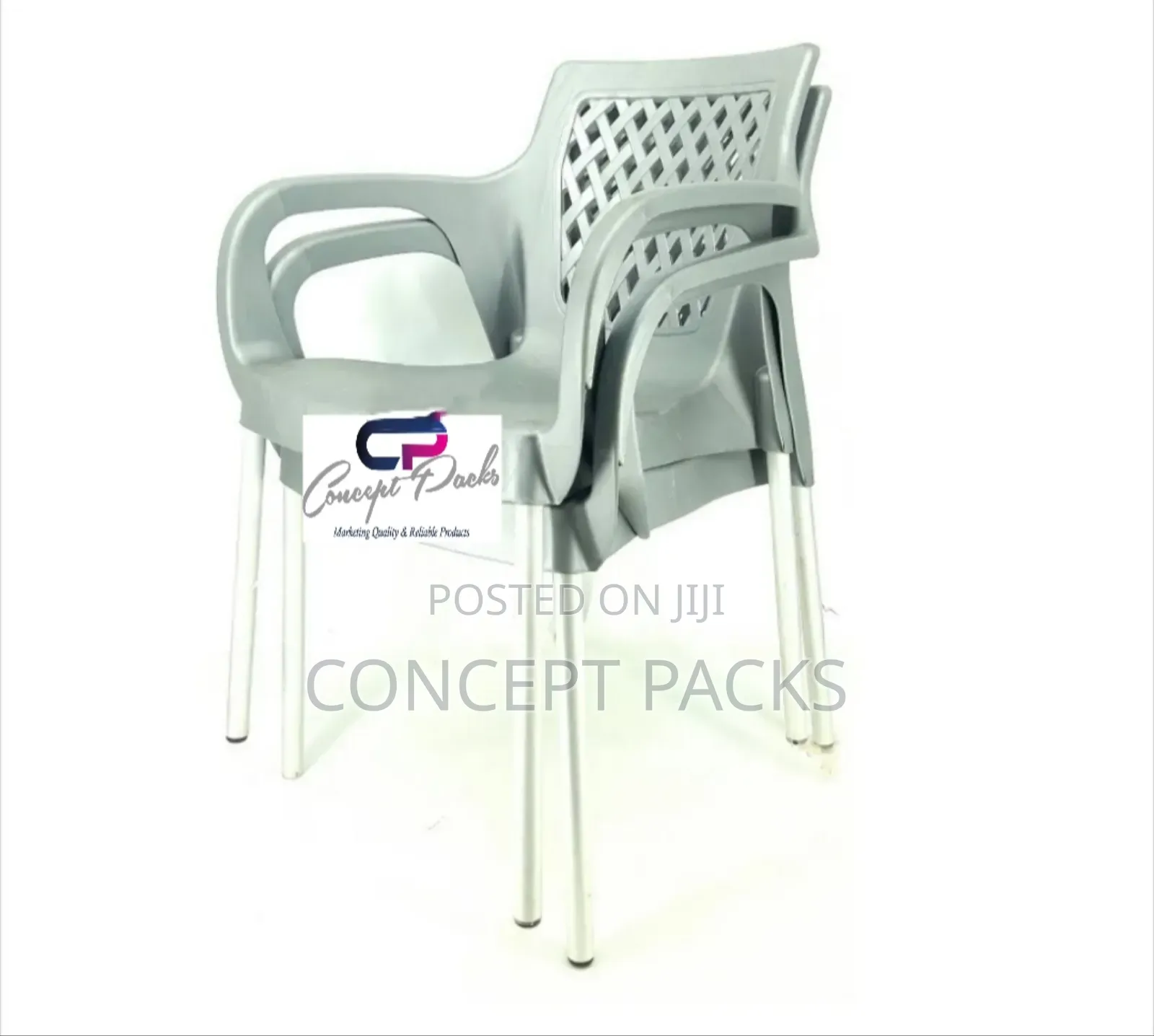 2pcs Grey Stackable Metal Tubing Chairs